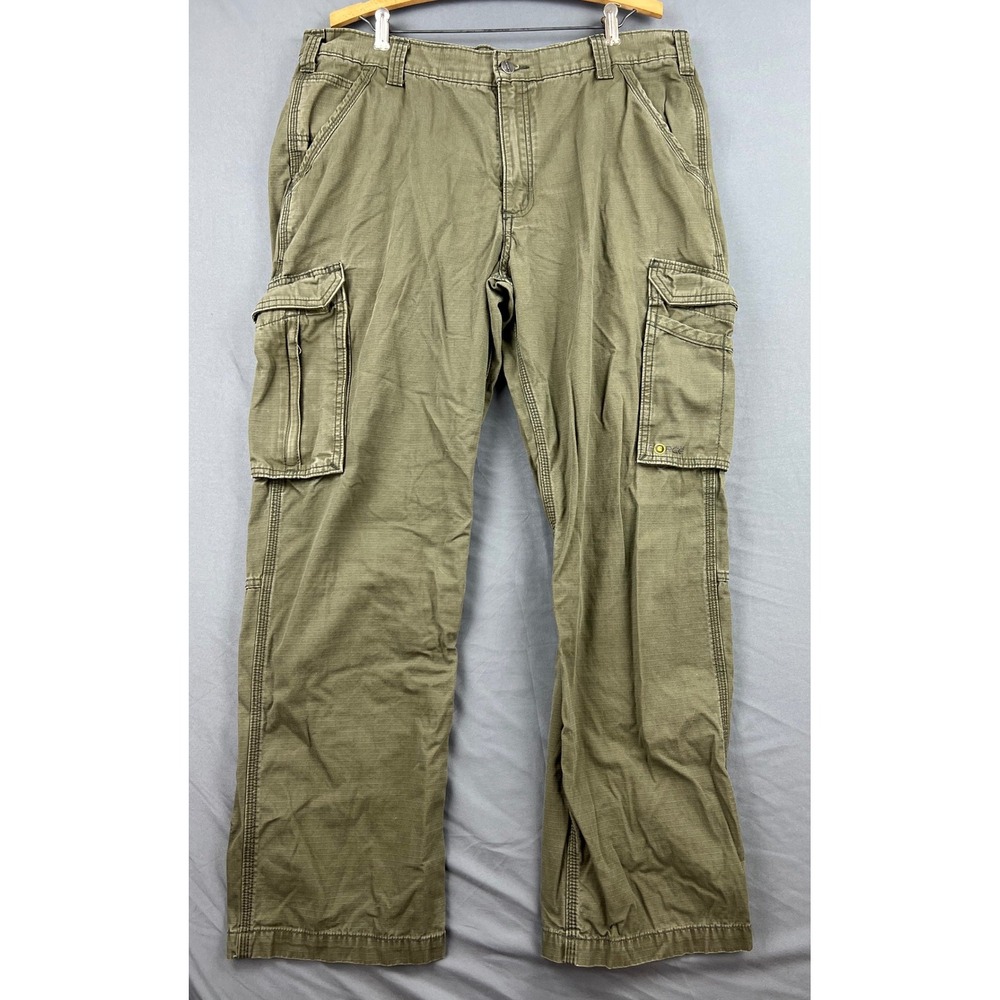Carhartt Cargo Pants Mens 38x32 Relaxed Fit Force Ripstop Olive Green Good